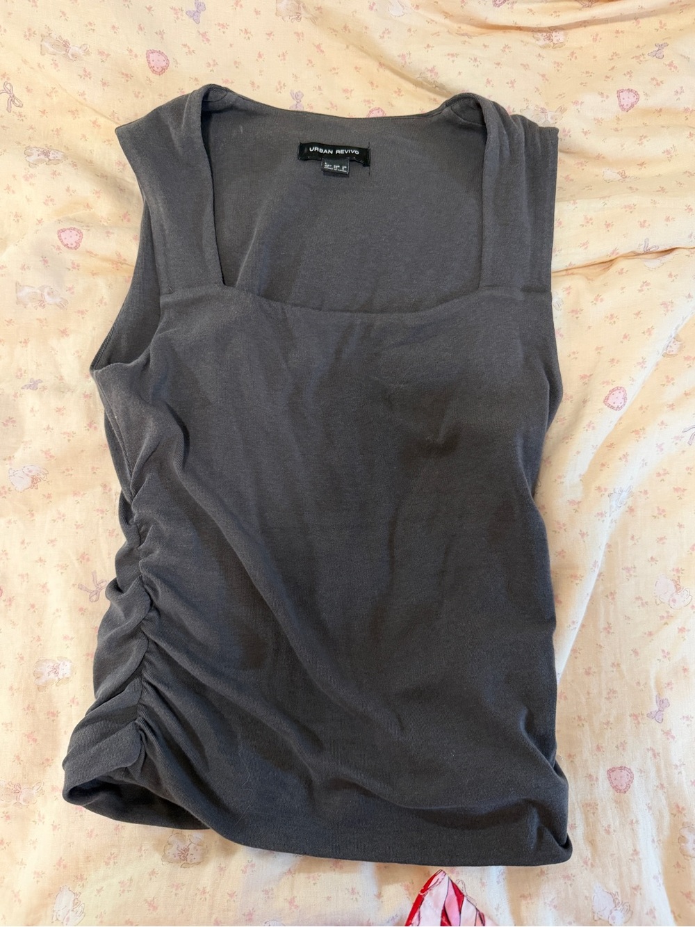Urban Revivo Gray Ruched Square-Neck Tank - Women's
